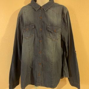 Denim button down long sleeve shirt